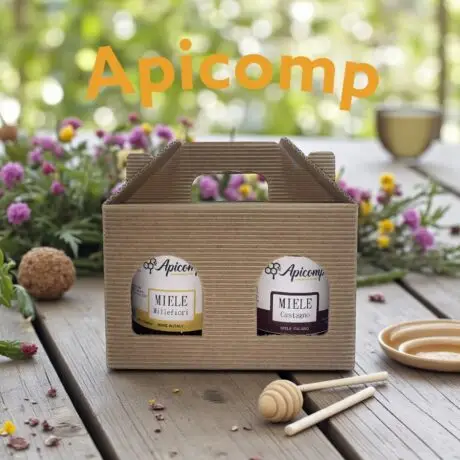 Idea regalo: 2 vasi di miele da 250 g, millefiori e castagno, in scatola avana