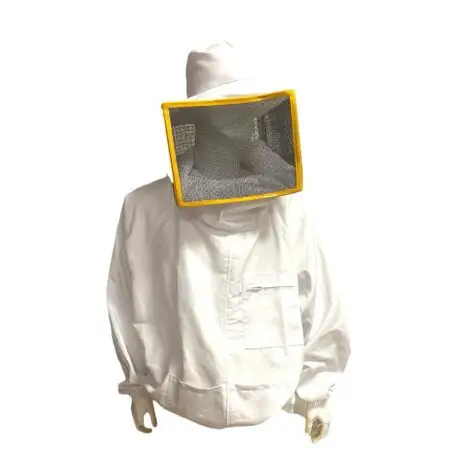 Camiciotto da apicoltore bianco con maschera quadrata e cerniera