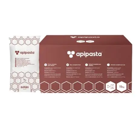 Apipasta candito bianco per api, scatola da 15 kg in buste da 2,5 kg