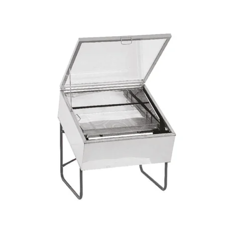 Sceratrice solare Fiorillo in acciaio inox su ruote, 100x100 cm