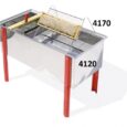 Banco per disopercolare Lega in acciaio inox con vasca 100x48x42 cm e coperchio