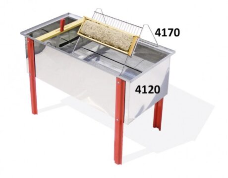 Banco per disopercolare Lega in acciaio inox con vasca 100x48x42 cm e coperchio