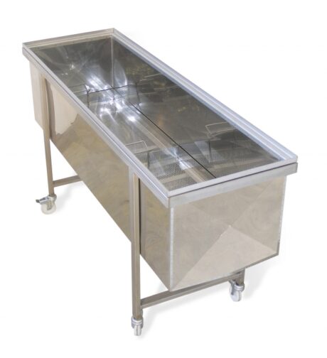 Carrello porta-disopercolatrice con triplo sgocciolatoio e vasca inox 150 cm