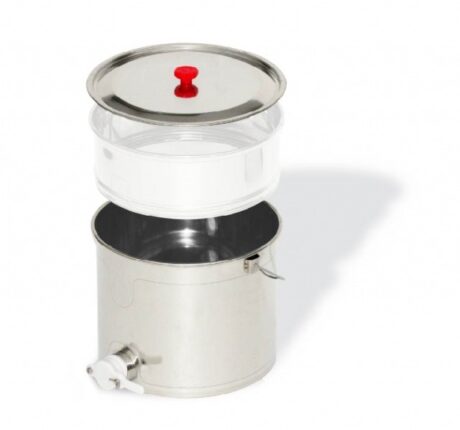 Secchiello in acciaio inox da 25 kg di miele con coperchio