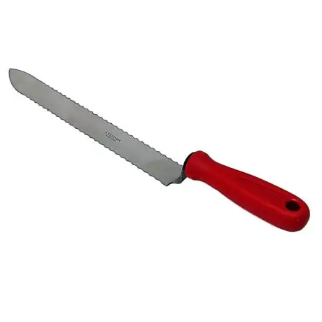 Coltello disopercolatore inox seghettato sui due lati, lama 280 mm